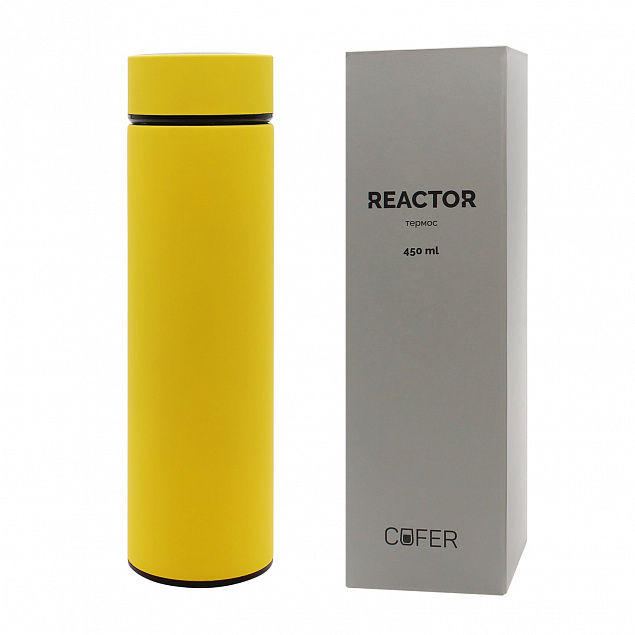 Термос Reactor софт-тач с датчиком температуры (желтый) с логотипом в Санкт-Петербурге заказать по выгодной цене в кибермаркете AvroraStore