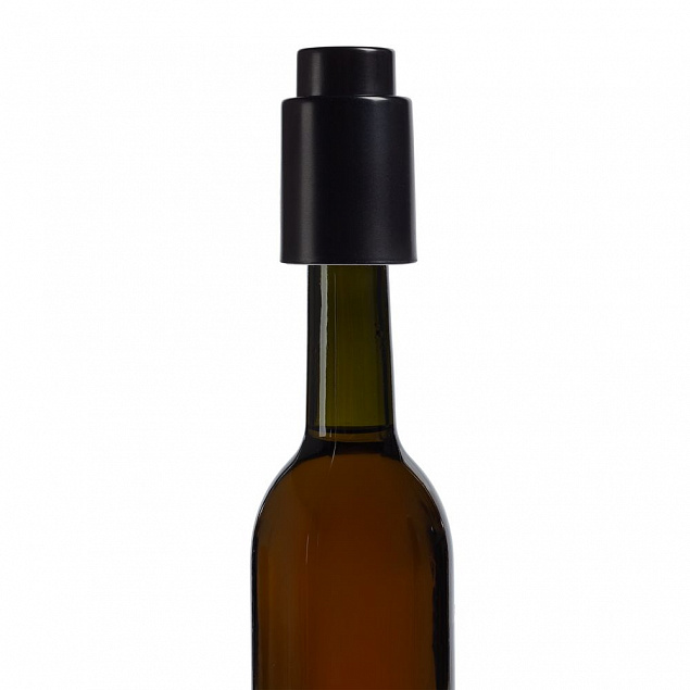Пробка для бутылки Wine Keeper, вакуумная, черная с логотипом в Санкт-Петербурге заказать по выгодной цене в кибермаркете AvroraStore