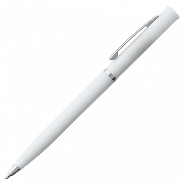 Ручка шариковая Euro Chrome, белая с логотипом в Санкт-Петербурге заказать по выгодной цене в кибермаркете AvroraStore