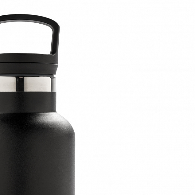 Герметичная вакуумная бутылка, черная с логотипом в Санкт-Петербурге заказать по выгодной цене в кибермаркете AvroraStore