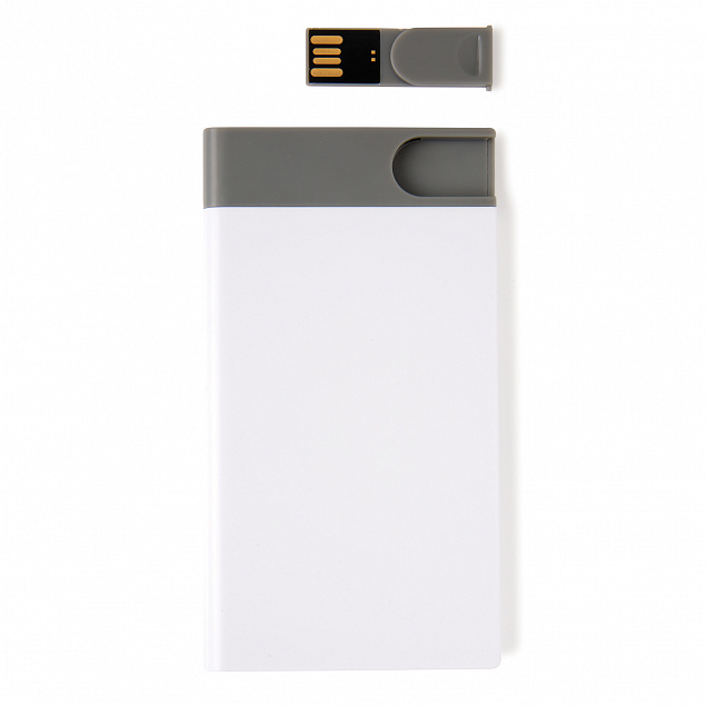 Зарядное устройство с USB–флешкой на 8 ГБ, 2500 mAh, белый с логотипом в Санкт-Петербурге заказать по выгодной цене в кибермаркете AvroraStore