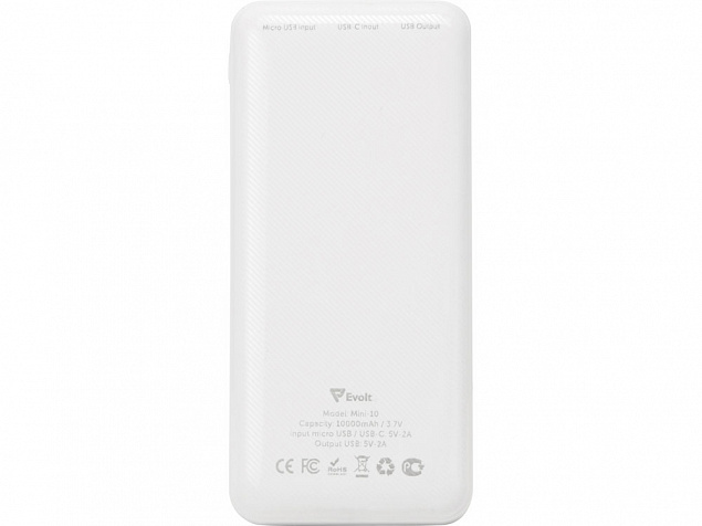 Внешний аккумулятор Evolt Mini-10, 10000 mAh, белый с логотипом в Санкт-Петербурге заказать по выгодной цене в кибермаркете AvroraStore