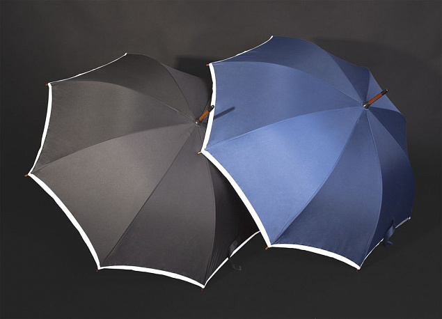 Зонт-трость светоотражающий Reflect, черный с логотипом в Санкт-Петербурге заказать по выгодной цене в кибермаркете AvroraStore