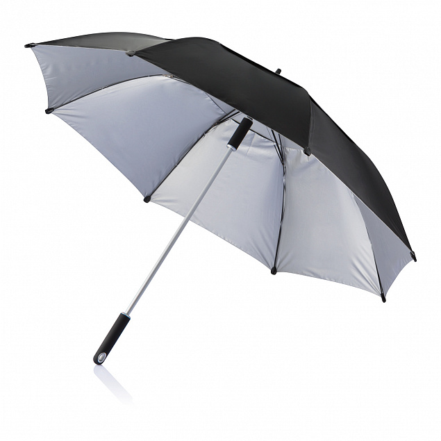 Зонт-трость антишторм Hurricane 27, черный с логотипом в Санкт-Петербурге заказать по выгодной цене в кибермаркете AvroraStore