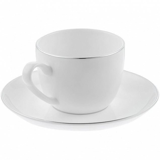 Кофейная пара Mansion Select, белая с серебристой отводкой с логотипом в Санкт-Петербурге заказать по выгодной цене в кибермаркете AvroraStore