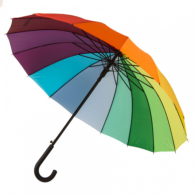 Зонт-трость  "Радуга", пластиковая ручка, полуавтомат с логотипом в Санкт-Петербурге заказать по выгодной цене в кибермаркете AvroraStore