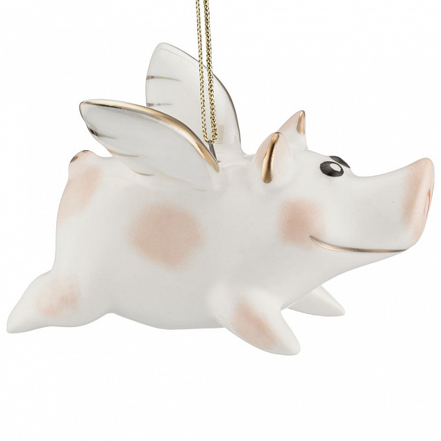 Фарфоровая елочная игрушка Piggy Wingy с логотипом в Санкт-Петербурге заказать по выгодной цене в кибермаркете AvroraStore
