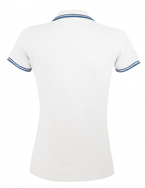 Рубашка поло женская PASADENA WOMEN 200 с контрастной отделкой, белая с голубым с логотипом в Санкт-Петербурге заказать по выгодной цене в кибермаркете AvroraStore