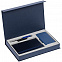 Коробка Silk с ложементом под ежедневник, аккумулятор и ручку, синяя с логотипом в Санкт-Петербурге заказать по выгодной цене в кибермаркете AvroraStore