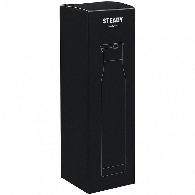 Термобутылка Steady, черная с логотипом в Санкт-Петербурге заказать по выгодной цене в кибермаркете AvroraStore