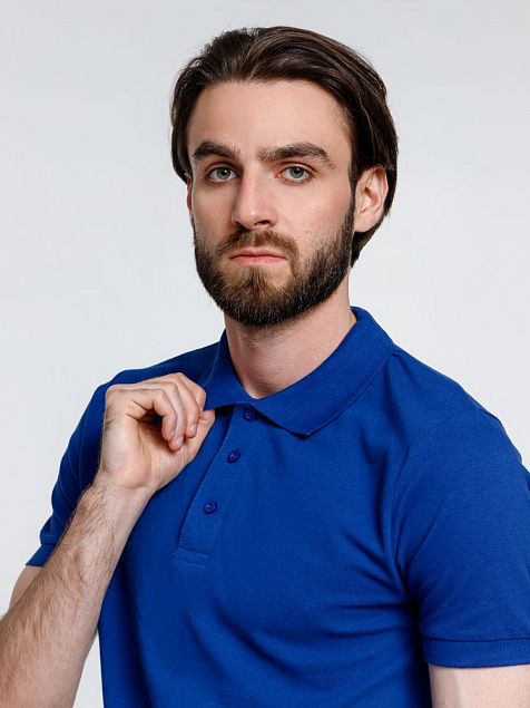 Рубашка поло мужская Adam, ярко-синяя с логотипом в Санкт-Петербурге заказать по выгодной цене в кибермаркете AvroraStore