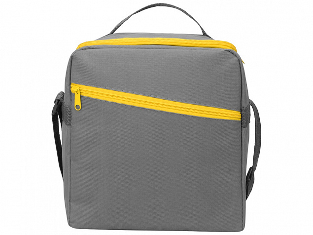 Изотермическая сумка-холодильник Classic c контрастной молнией, серый/желтый с логотипом в Санкт-Петербурге заказать по выгодной цене в кибермаркете AvroraStore