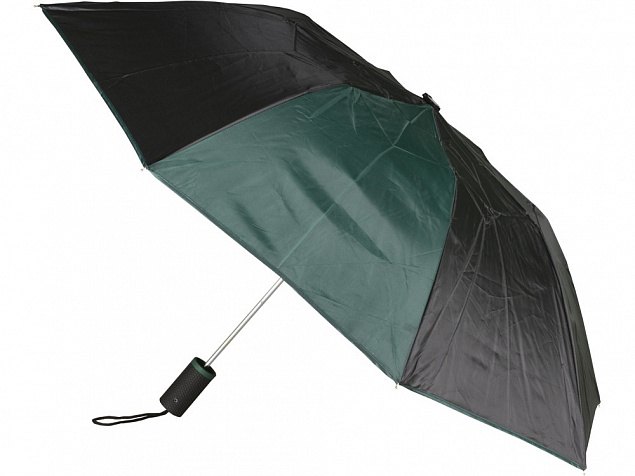 Зонт складной Логан полуавтомат, черный/зеленый с логотипом в Санкт-Петербурге заказать по выгодной цене в кибермаркете AvroraStore