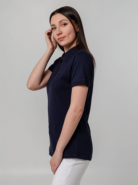 Рубашка поло женская Virma Stretch Lady, темно-синяя с логотипом в Санкт-Петербурге заказать по выгодной цене в кибермаркете AvroraStore