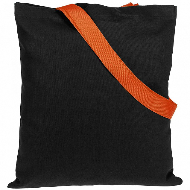 Холщовая сумка BrighTone, черная с оранжевыми ручками с логотипом в Санкт-Петербурге заказать по выгодной цене в кибермаркете AvroraStore