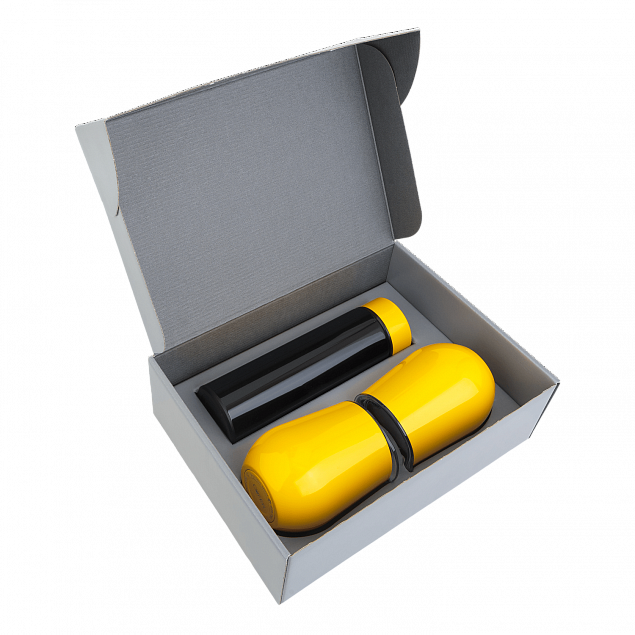 Набор Hot Box Duo C2B grey (черный с желтым) с логотипом в Санкт-Петербурге заказать по выгодной цене в кибермаркете AvroraStore