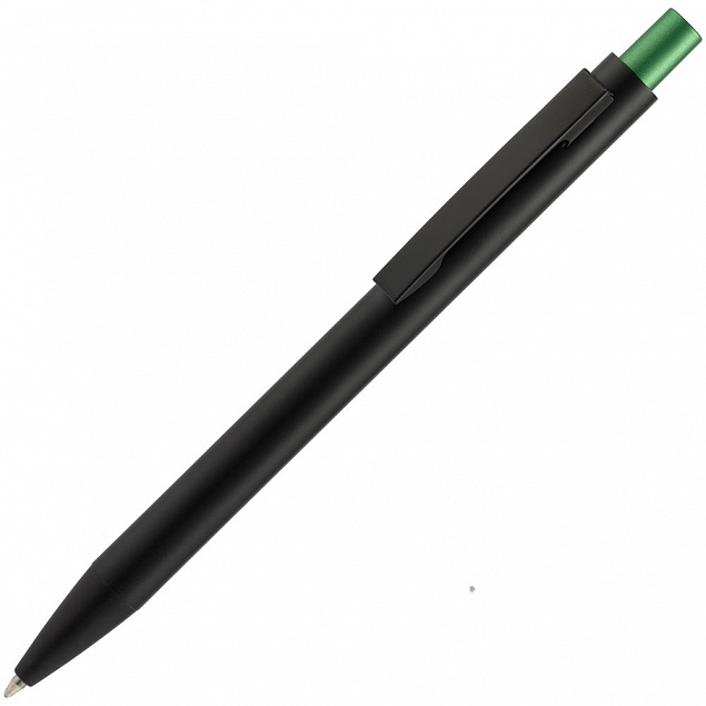 Ручка шариковая Chromatic, черная с зеленым с логотипом в Санкт-Петербурге заказать по выгодной цене в кибермаркете AvroraStore