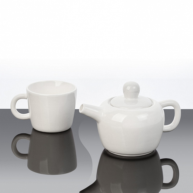 Набор чайный "Вавилон": чайник с чашкой, белый с логотипом в Санкт-Петербурге заказать по выгодной цене в кибермаркете AvroraStore