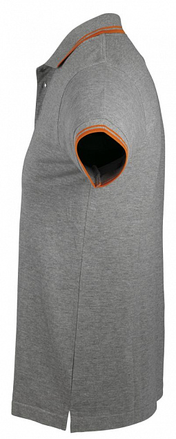 Рубашка поло мужская PASADENA MEN 200 с контрастной отделкой, серый меланж c оранжевым с логотипом в Санкт-Петербурге заказать по выгодной цене в кибермаркете AvroraStore