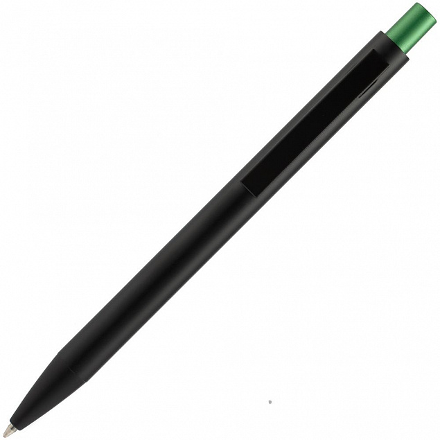 Ручка шариковая Chromatic, черная с зеленым с логотипом в Санкт-Петербурге заказать по выгодной цене в кибермаркете AvroraStore