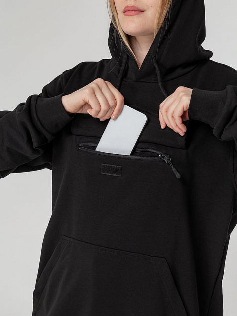 Худи унисекс с карманом на груди Chest Pocket, черное с логотипом в Санкт-Петербурге заказать по выгодной цене в кибермаркете AvroraStore