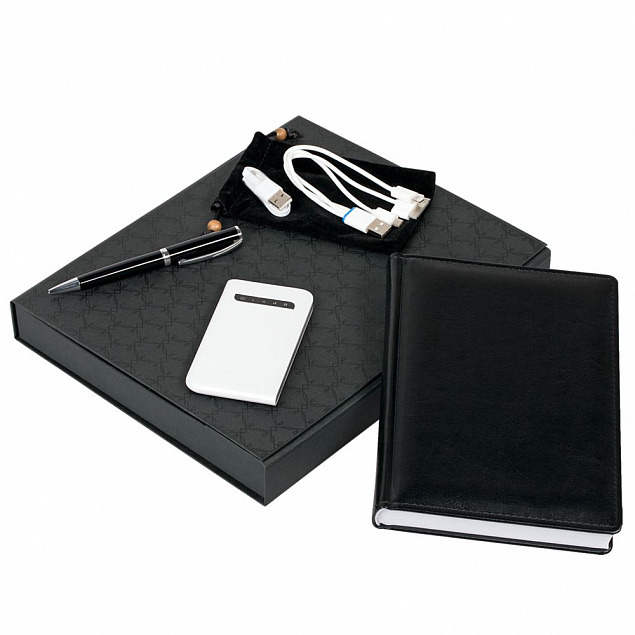 Коробка Status под ежедневник, аккумулятор и ручку, черная с логотипом в Санкт-Петербурге заказать по выгодной цене в кибермаркете AvroraStore
