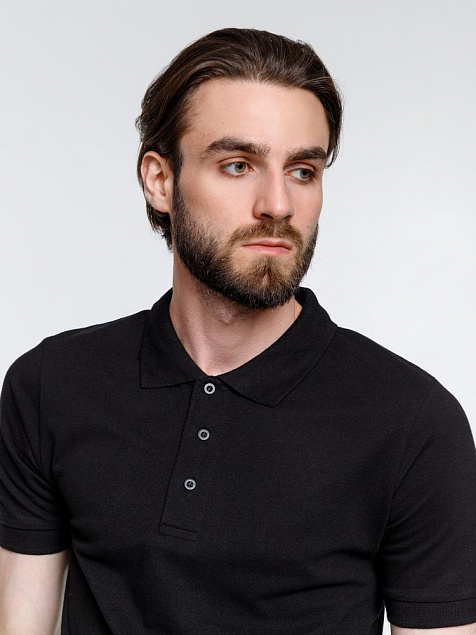 Рубашка поло мужская Adam, черная с логотипом в Санкт-Петербурге заказать по выгодной цене в кибермаркете AvroraStore