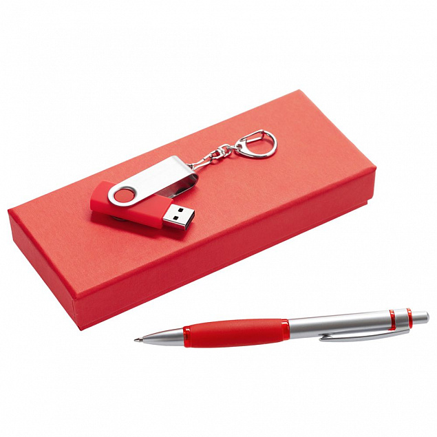 Набор Notes: ручка и флешка 16 Гб, красный с логотипом в Санкт-Петербурге заказать по выгодной цене в кибермаркете AvroraStore