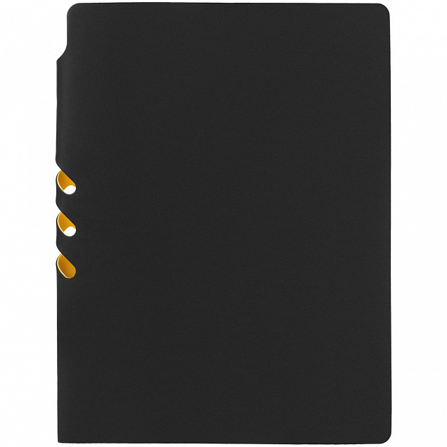 Ежедневник Flexpen Black, недатированный, черный с желтым с логотипом в Санкт-Петербурге заказать по выгодной цене в кибермаркете AvroraStore