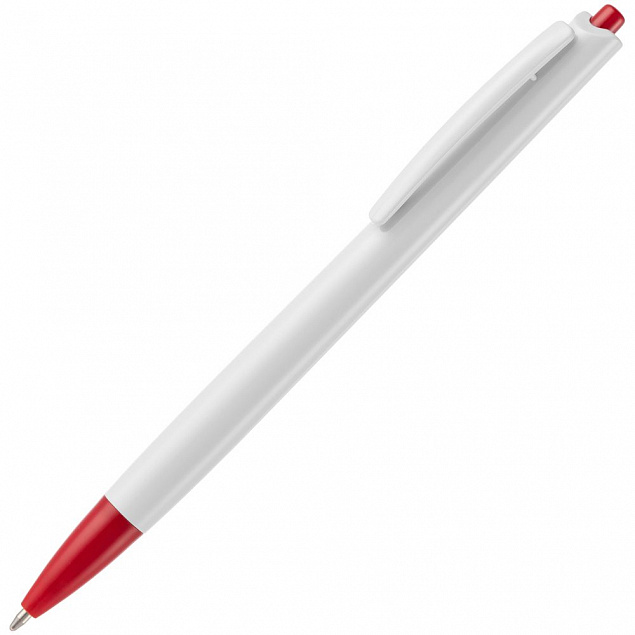 Ручка шариковая Tick, белая с красным с логотипом в Санкт-Петербурге заказать по выгодной цене в кибермаркете AvroraStore