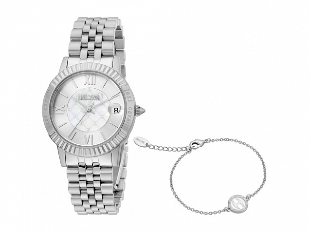 Подарочный комплект, состоящий из женских наручных часов и браслета. Just Cavalli с логотипом в Санкт-Петербурге заказать по выгодной цене в кибермаркете AvroraStore