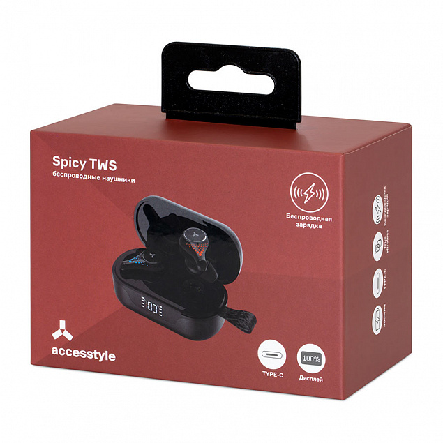 Беспроводные наушники Accesstyle Spicy TWS, черный с логотипом в Санкт-Петербурге заказать по выгодной цене в кибермаркете AvroraStore