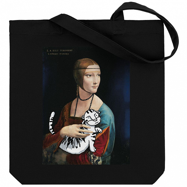 Холщовая сумка «Дама с тигром», черная с логотипом в Санкт-Петербурге заказать по выгодной цене в кибермаркете AvroraStore