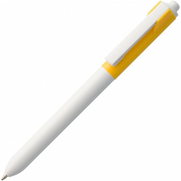 Ручка шариковая Hint Special, белая с желтым с логотипом в Санкт-Петербурге заказать по выгодной цене в кибермаркете AvroraStore