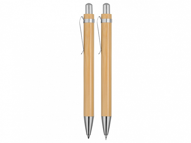Набор Bamboo: шариковая ручка и механический карандаш с логотипом в Санкт-Петербурге заказать по выгодной цене в кибермаркете AvroraStore