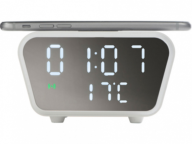 Настольные часы с функцией беспроводной зарядки «Wake», 10 Вт с логотипом в Санкт-Петербурге заказать по выгодной цене в кибермаркете AvroraStore