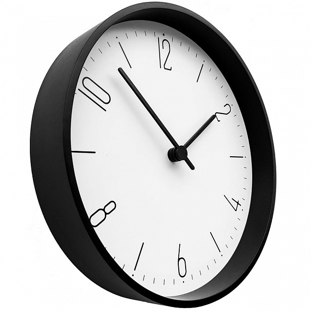 Часы настенные Lander, белые с черным с логотипом в Санкт-Петербурге заказать по выгодной цене в кибермаркете AvroraStore