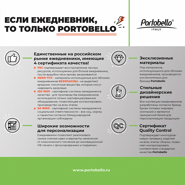 Ежедневник Portobello Trend, Rain, недатированный, серый с логотипом в Санкт-Петербурге заказать по выгодной цене в кибермаркете AvroraStore