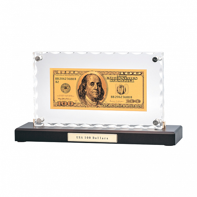 "Банкнота 100 USD" в стекле с логотипом в Санкт-Петербурге заказать по выгодной цене в кибермаркете AvroraStore