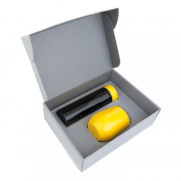 Набор Hot Box Duo CB grey (черный с желтым) с логотипом в Санкт-Петербурге заказать по выгодной цене в кибермаркете AvroraStore