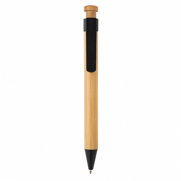 Бамбуковая ручка с клипом из пшеничной соломы с логотипом в Санкт-Петербурге заказать по выгодной цене в кибермаркете AvroraStore