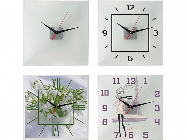 Часы настенные квадратные из стекла 28х28 см Nile с логотипом в Санкт-Петербурге заказать по выгодной цене в кибермаркете AvroraStore
