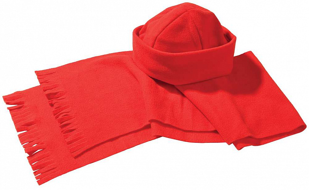 Комплект Unit Fleecy: шарф и шапка, красный с логотипом в Санкт-Петербурге заказать по выгодной цене в кибермаркете AvroraStore