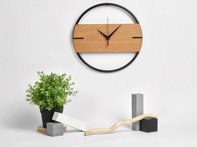 Деревянные часы с металлическим ободом «Time Wheel» с логотипом в Санкт-Петербурге заказать по выгодной цене в кибермаркете AvroraStore