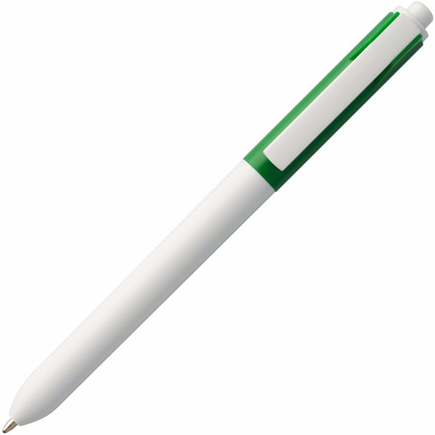 Ручка шариковая Hint Special, белая с зеленым с логотипом в Санкт-Петербурге заказать по выгодной цене в кибермаркете AvroraStore
