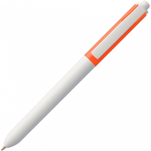 Ручка шариковая Hint Special, белая с оранжевым с логотипом в Санкт-Петербурге заказать по выгодной цене в кибермаркете AvroraStore