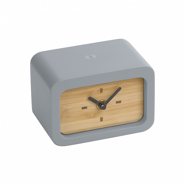 Часы "Stonehenge" с беспроводным зарядным устройством, камень/бамбук с логотипом в Санкт-Петербурге заказать по выгодной цене в кибермаркете AvroraStore