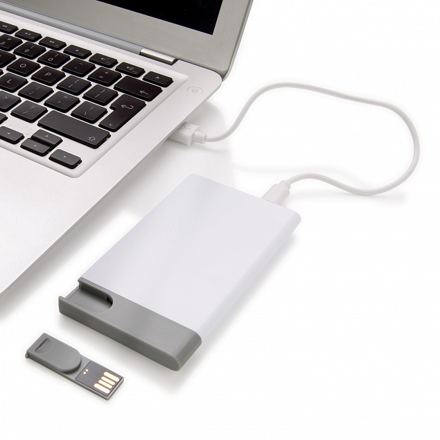 Зарядное устройство с USB–флешкой на 8 ГБ, 2500 mAh, белый с логотипом в Санкт-Петербурге заказать по выгодной цене в кибермаркете AvroraStore