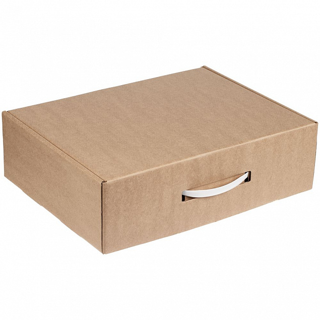 Коробка самосборная Light Case, крафт, с белой ручкой с логотипом в Санкт-Петербурге заказать по выгодной цене в кибермаркете AvroraStore