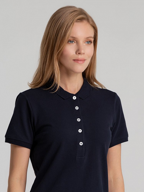 Рубашка поло женская Sunset, темно-синяя с логотипом в Санкт-Петербурге заказать по выгодной цене в кибермаркете AvroraStore